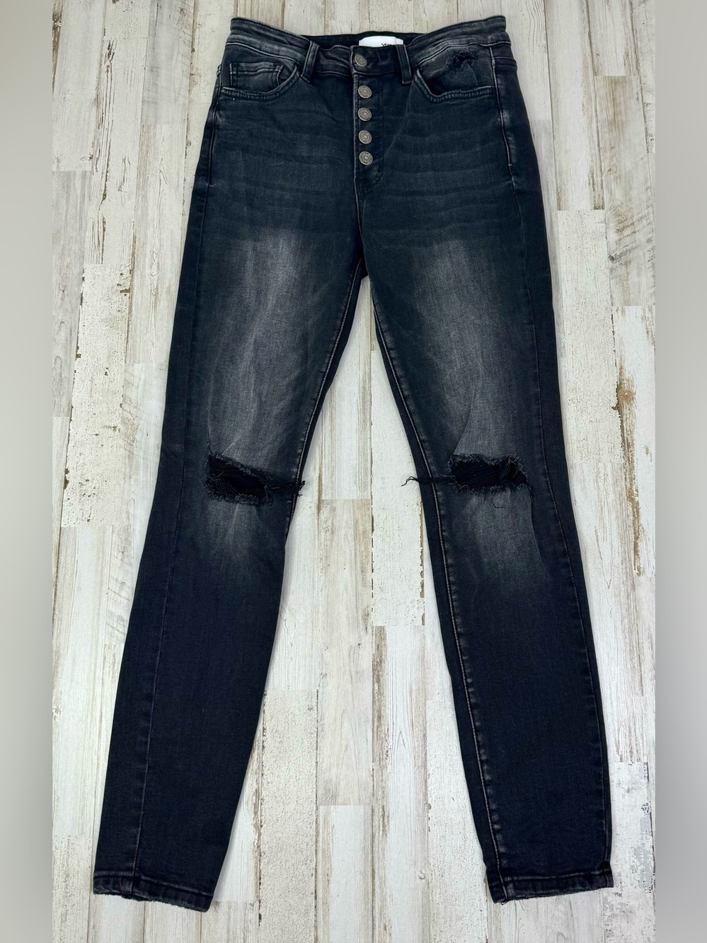 Vervet Black Skinny Jeans 28 (28x29) High Rise Distressed